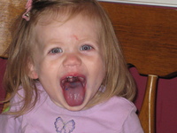 Eating a blue crayon
