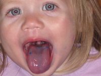 Eating a blue crayon